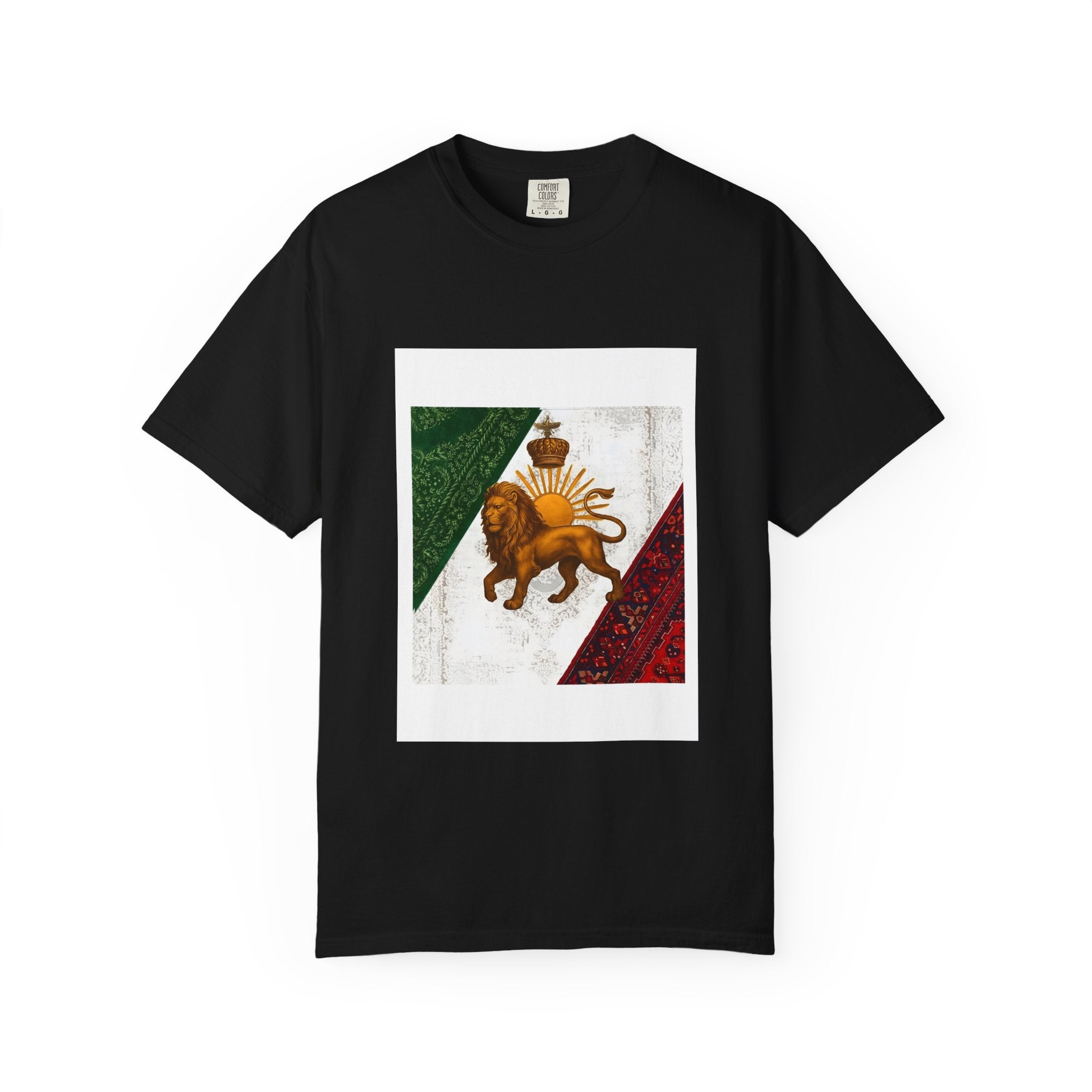 T-Shirt — Vintage Persian Lion & Tri-Color Flag Graphic