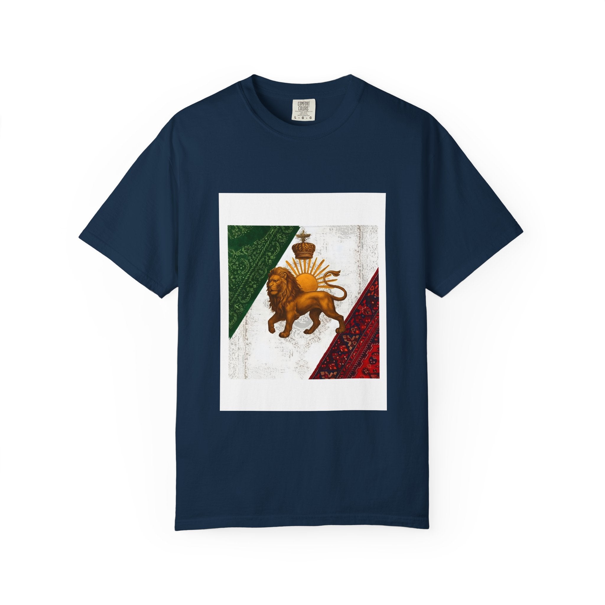 T-Shirt — Vintage Persian Lion & Tri-Color Flag Graphic