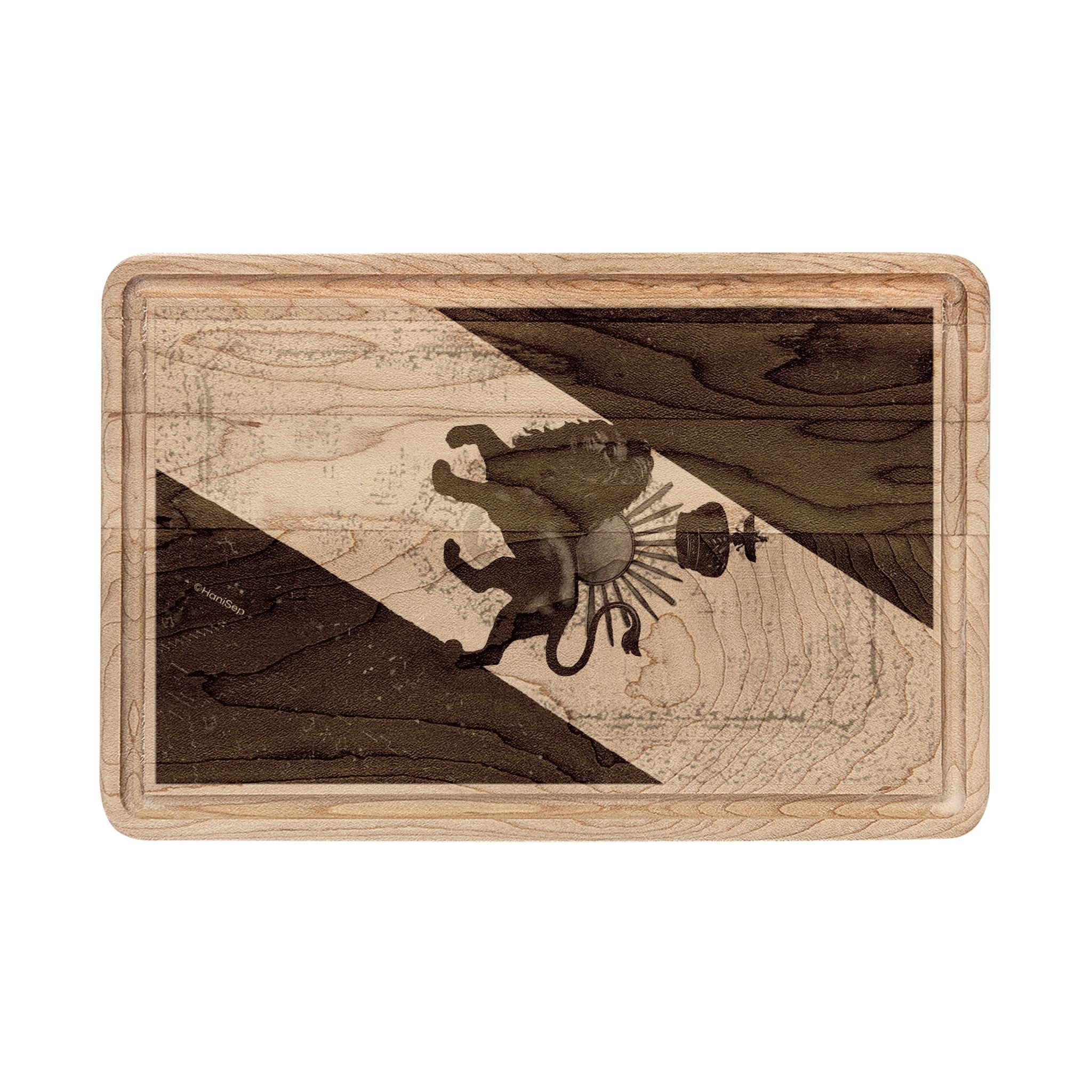 Engraved Buffalo Diagonal Stripe Wooden Cutting Board