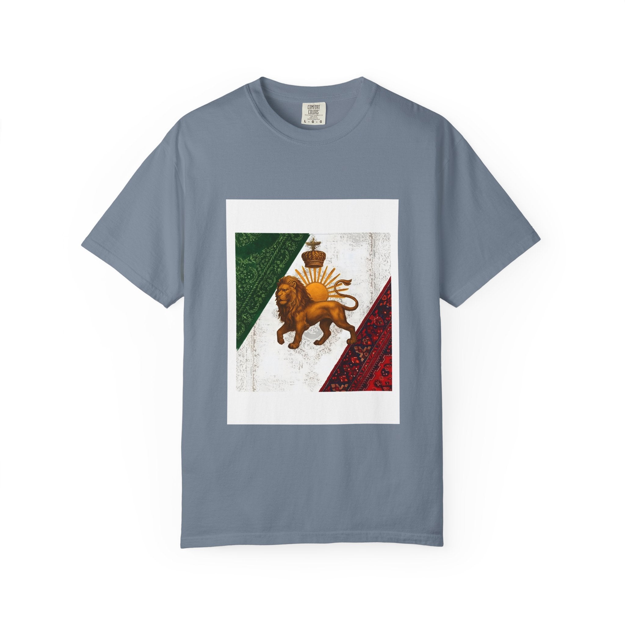 T-Shirt — Vintage Persian Lion & Tri-Color Flag Graphic