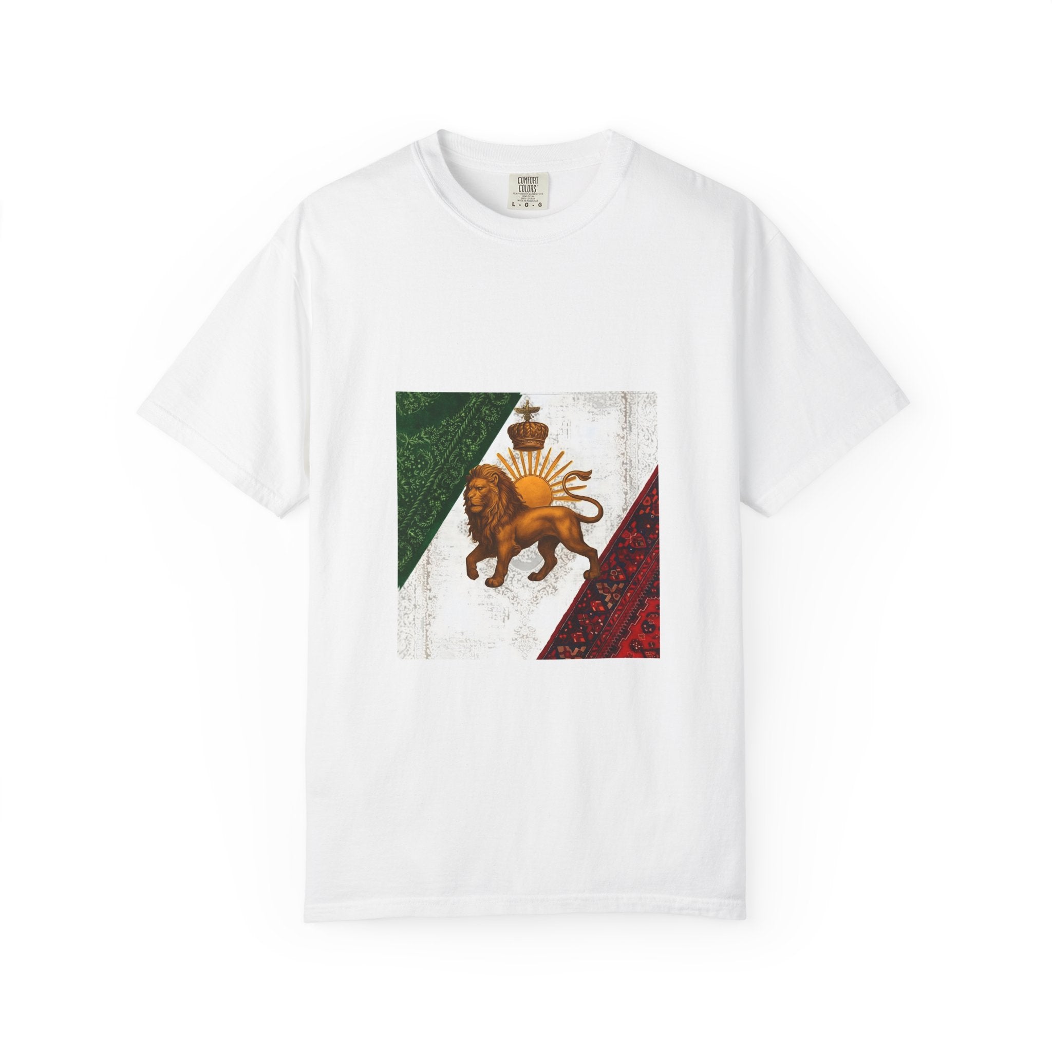 T-Shirt — Vintage Persian Lion & Tri-Color Flag Graphic