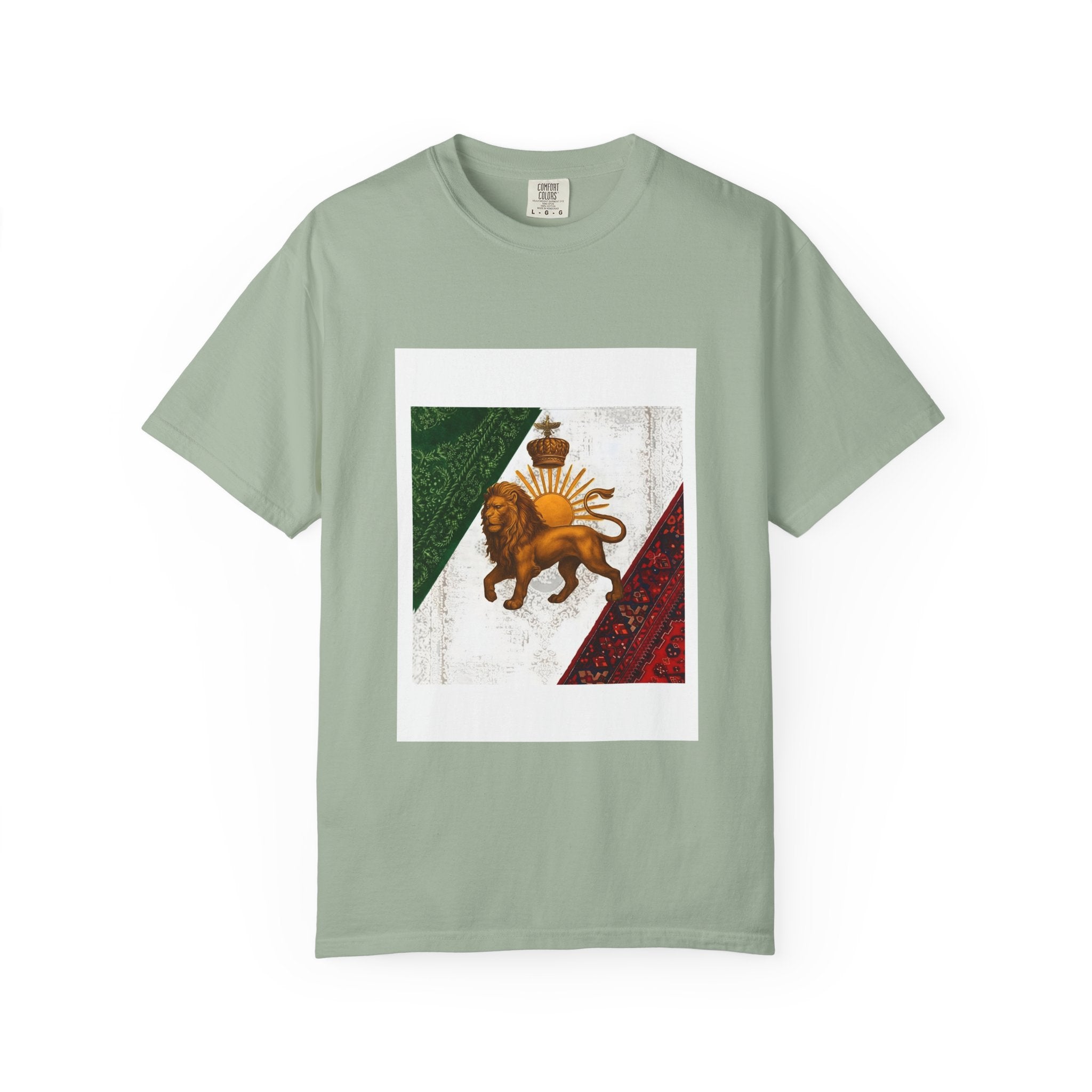 T-Shirt — Vintage Persian Lion & Tri-Color Flag Graphic
